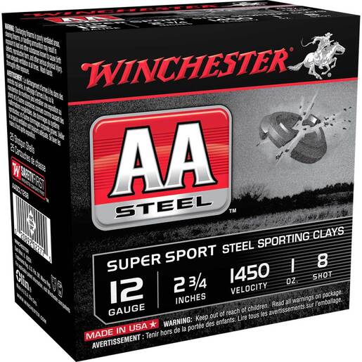 Winchester AA 12 Gauge 2-3/4in 1oz #8 Steel Shotshells – 25 Rounds – #8
