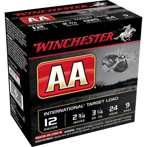 Winchester AA 12 Gauge 2-3/4in 24 gram #9 Target Shotshells – 25 Rounds – #9