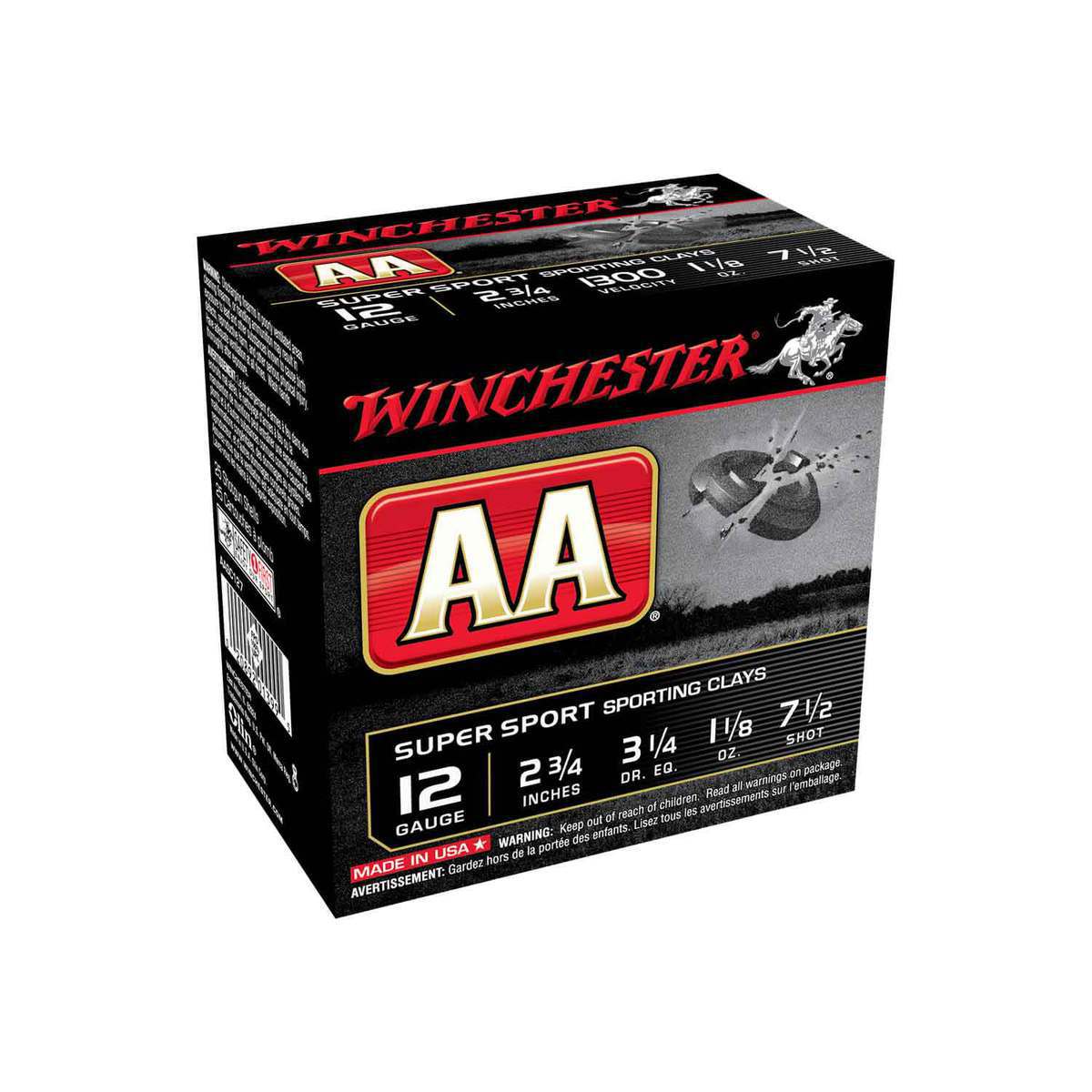 Winchester AA 12 Gauge 2-3/4in #7.5 1-1/8oz Target Shotshells - 25 Rounds Winchester AA 12 Gauge 2-3/4in #7.5 1-1/8oz Target Shotshells - 25 Rounds
