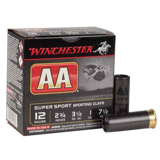 Winchester AA 12 Gauge 2-3/4in #7.5 1oz Target Shotshells Ammo - 25 Rounds Ammo - #7.5 25 Rounds - #7.5 Ammo