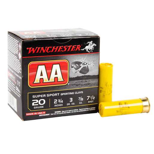 Winchester AA 20 Gauge 2-3/4in #7.5 7/8oz Target Shotshells Ammo - 25 Rounds Ammo - #7.5 25 Rounds - #7.5 Ammo