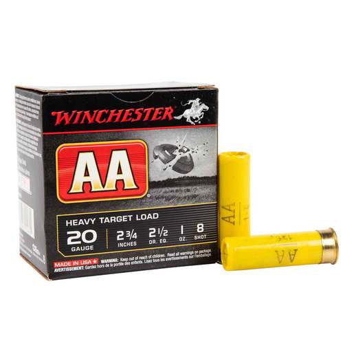 Winchester AA 20 Gauge 2-3/4in #8 1oz Target Shotshells Ammo - 25 Rounds Ammo - #8 25 Rounds - #8 Ammo