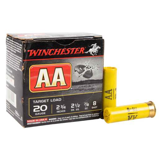 Winchester AA 20 Gauge 2-3/4in #8 7/8oz Target Shotshells Ammo - 25 Rounds Ammo - #8 25 Rounds - #8 Ammo