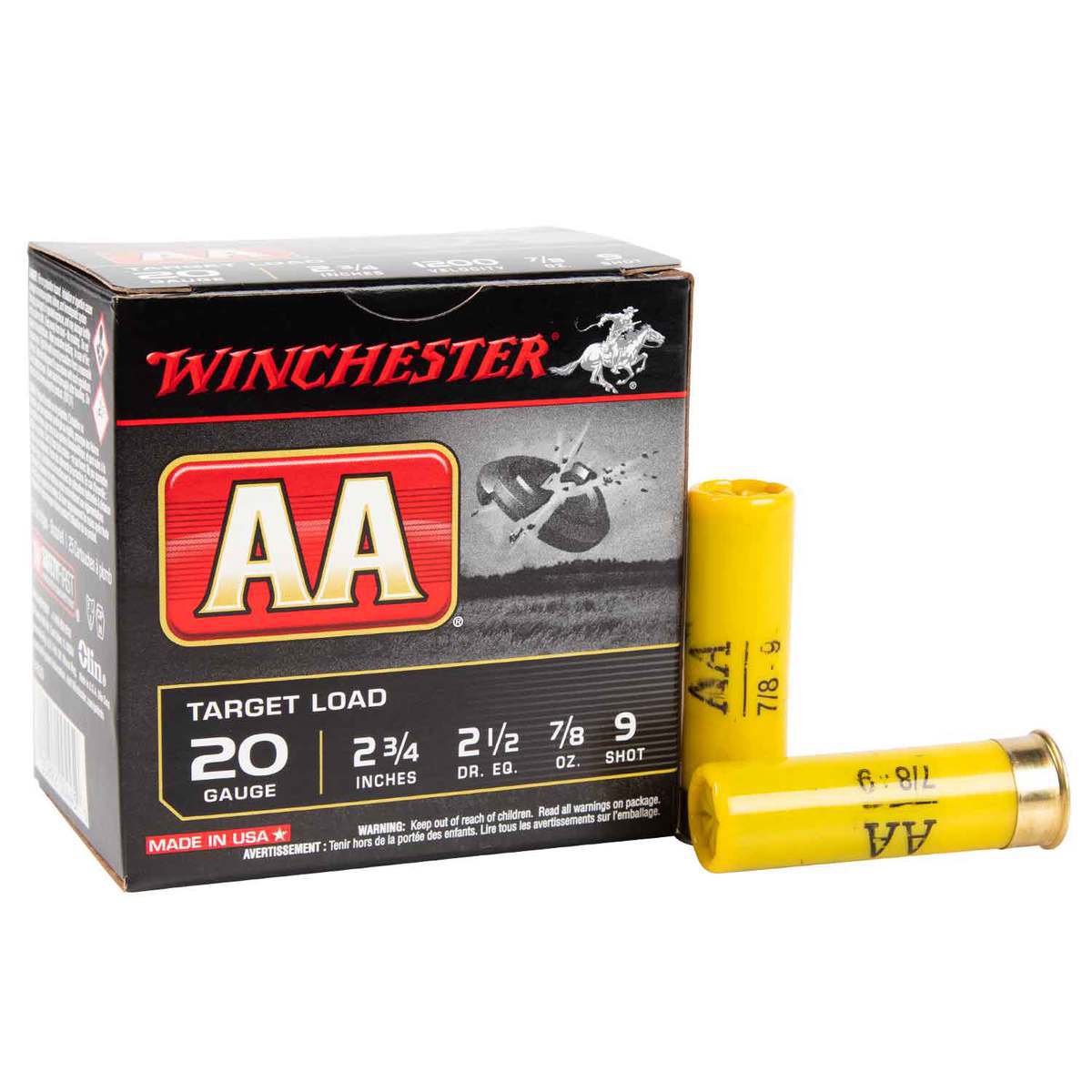 Winchester AA 20 Gauge 2-3/4in #9 7/8oz Target Shotshells - 25 Rounds Winchester AA 20 Gauge 2-3/4in #9 7/8oz Target Shotshells - 25 Rounds
