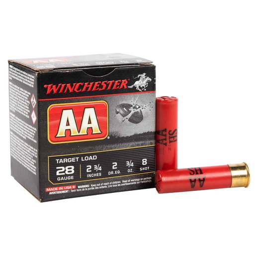 Winchester AA 28 Gauge 2-3/4in #8 3/4oz Target Shotshells Ammo - 25 Rounds Ammo - #8 25 Rounds - #8 Ammo