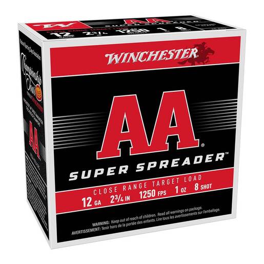 Winchester AA Super Spreader 12 Gauge 2-3/4in #8 1oz Target Shotshells Ammo - 25 Rounds #8 25 Rounds #8 Ammo