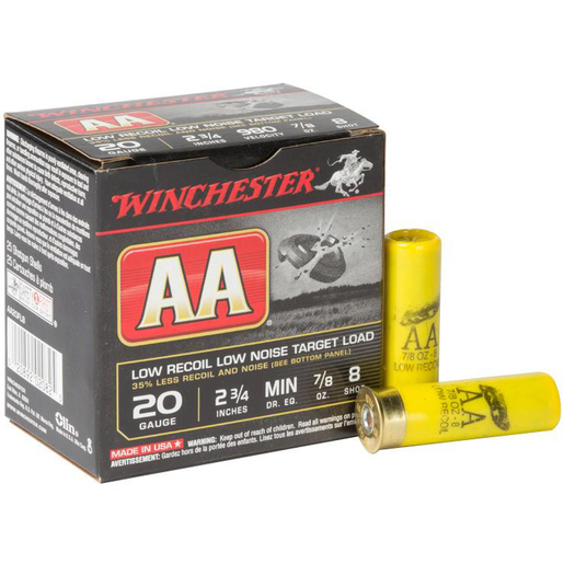 Winchester AA Winlite 20 Gauge 2-3/4in #8 7/8oz Target Shotshells – 25 Rounds – #8