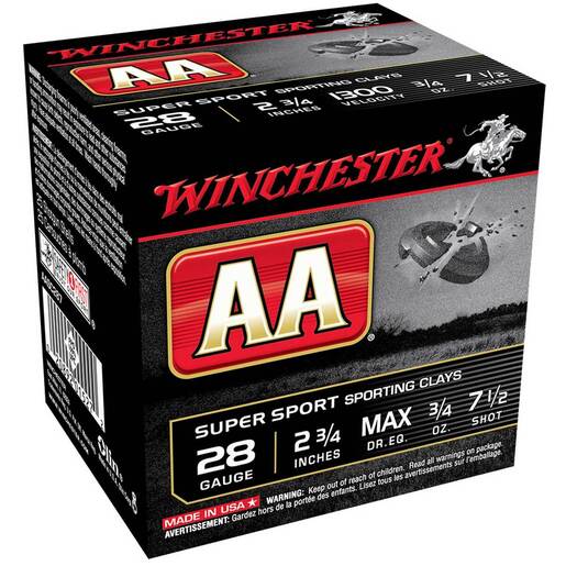 Winchester Ammo AA Super Sport 28 Gauge 2-3/4in #7.5 3/4oz Target Shotshells Ammo - 100 Rounds Ammo - #7.5 100 Rounds - #7.5 Ammo