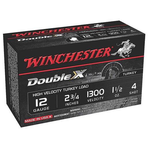 Winchester Double X High Velocity Turkey 12 Gauge 2-3/4in #4 1-1/2oz Turkey Shotshells – 10 Rounds – #4