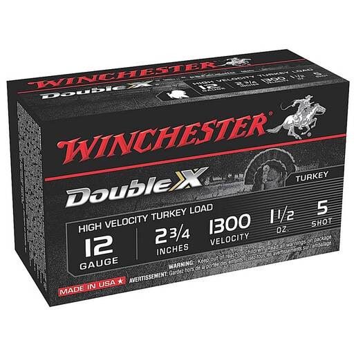 Winchester Double X High Velocity Turkey 12 Gauge 2-3/4in #5 1-1/2oz Turkey Shotshells – 10 Rounds – #5