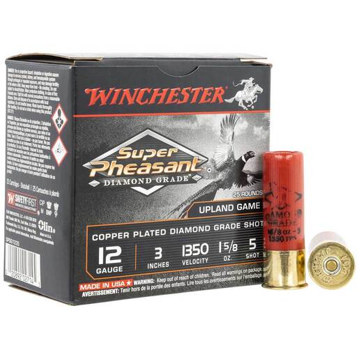 Winchester Ammo Super Pheasant Diamond Grade 12 Gauge 3in #5 1-5/8oz Upland Shotshells – 25 Rounds – #5