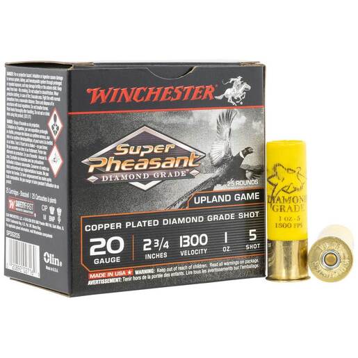 Winchester Ammo Super Pheasant Diamond Grade 20 Gauge 2-3/4in #5 1oz Upland Shotshells Ammo - 25 Rounds Ammo - #5 25 Rounds - #5 Ammo