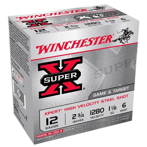 Winchester Ammo Super X Xpert Steel 12 Gauge 2-3/4in #6.5 1-1/8oz Target Shotshells – 25 Rounds – #6.5