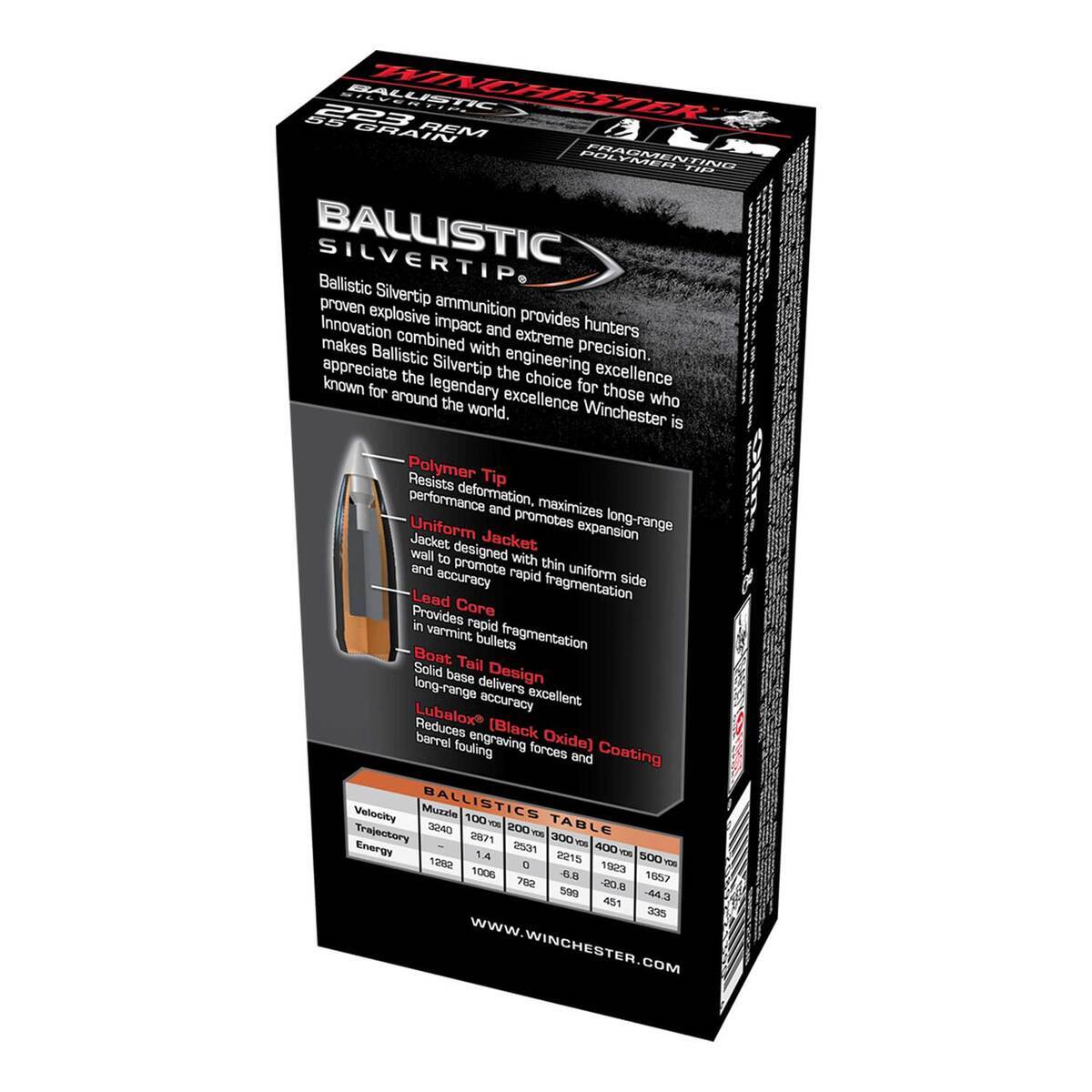 Winchester Ballistic Silvertip 223 Remington 55gr Rifle Ammo - 20 Rounds Winchester Ballistic Silvertip 223 Remington 55gr Rifle Ammo - 20 Rounds