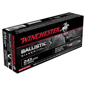 Winchester Ballistic Silvertip 243 WSSM (Winchester Super Short Mag) 95gr Ballistic Silvertip Rifle Ammo - 20 Rounds Winchester Ballistic Silvertip 243 WSSM (Winchester Super Short Mag) 95gr Ballistic Silvertip Rifle Ammo - 20 Rounds