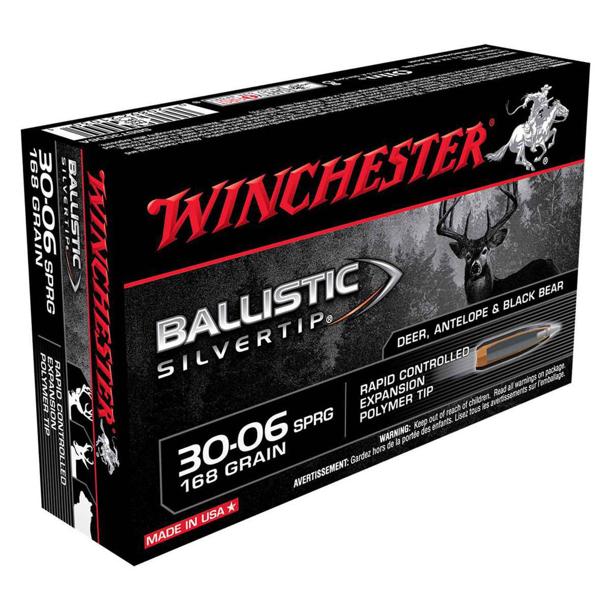 Winchester Ballistic Silvertip 30-06 Springfield 168gr Ballistic Silvertip Rifle Ammo - 20 Rounds Winchester Ballistic Silvertip 30-06 Springfield 168gr Ballistic Silvertip Rifle Ammo - 20 Rounds