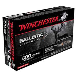 Winchester Ballistic Silvertip 300 Winchester Magnum 180gr Ballistic Silvertip Rifle Ammo - 20 Rounds Winchester Ballistic Silvertip 300 Winchester Magnum 180gr Ballistic Silvertip Rifle Ammo - 20 Rounds