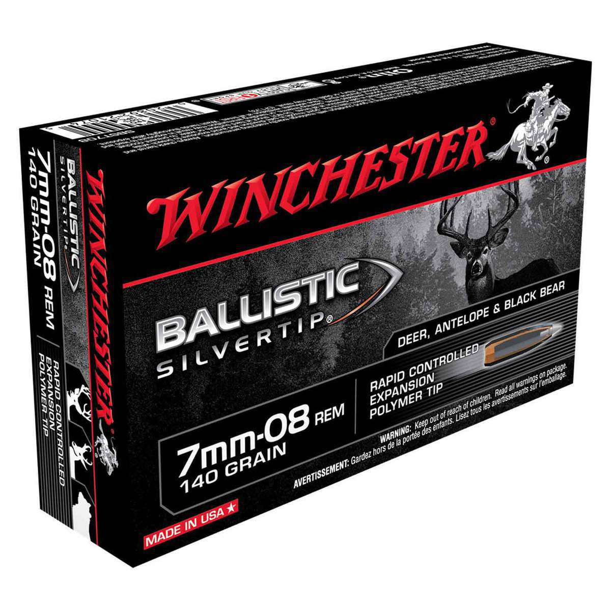 Winchester Ballistic Silvertip 7mm-08 Remington 140gr Ballistic Silvertip Rifle Ammo - 20 Rounds Winchester Ballistic Silvertip 7mm-08 Remington 140gr Ballistic Silvertip Rifle Ammo - 20 Rounds