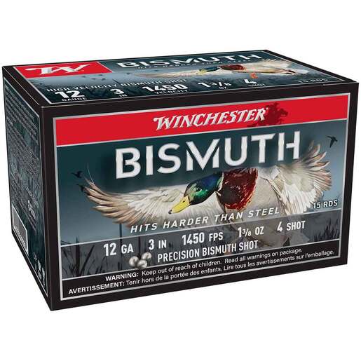 Winchester Bismuth 12 Gauge 3in #4 1-3/8 Oz Waterfowl Shotshells Ammo - 15 Rounds Ammo - #4 15 Rounds - #4 Ammo