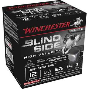Winchester Blind Side 12 Gauge 3-1/2in 1-3/8oz #2 Waterfowl Shotshells - 25 Rounds