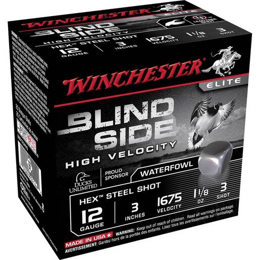 Winchester Blind Side 12 Gauge 3in 1-1/8oz #3 Waterfowl Shotshells – 25 Rounds – #3