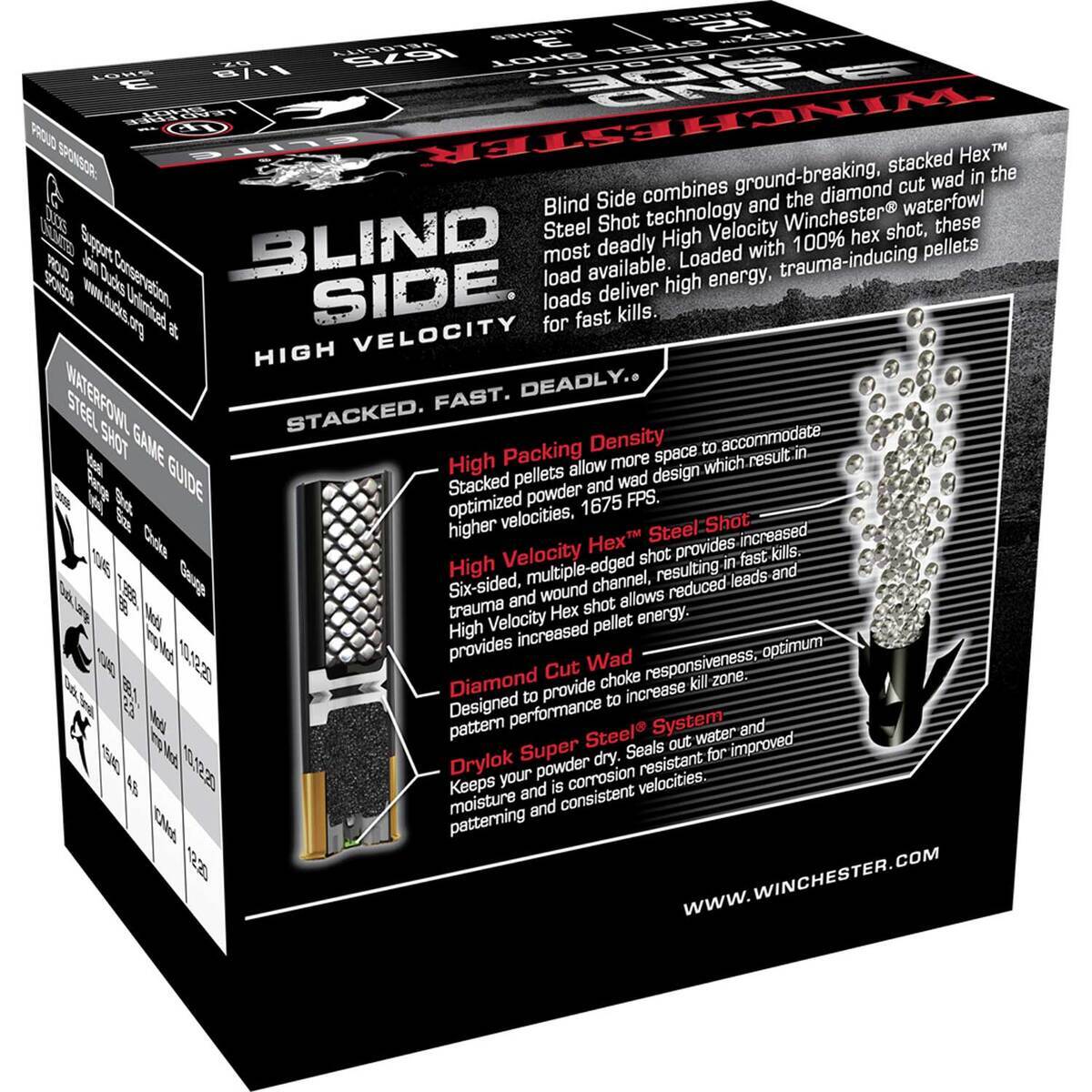 Winchester Blind Side 12 Gauge 3in 1-1/8oz #3 Waterfowl Shotshells - 25 Rounds Winchester Blind Side 12 Gauge 3in 1-1/8oz #3 Waterfowl Shotshells - 25 Rounds