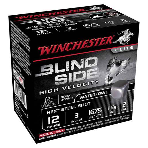 Winchester Blind Side 12 Gauge 3in #2 1-1/8oz Waterfowl Shotshells – 25 Rounds – #2