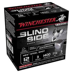 Winchester Blind Side Hex Steel Shot 12 Gauge 3in #3 1-3/8oz Waterfowl Shotshells - 25 Rounds