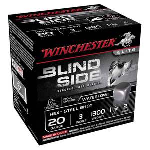 Winchester Blind Side Hex Steel Shot 20 Gauge 3in No. 2 1-1/16oz Waterfowl Shotshells - 25 Rounds