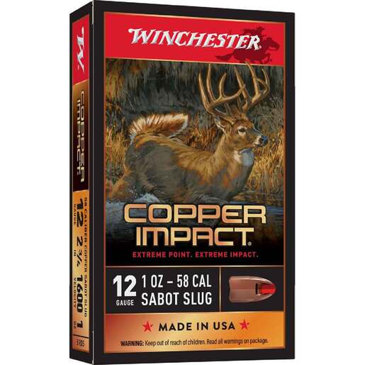 Winchester Copper Impact 12 Gauge 2-3/4in 1oz Slug – 5 Rounds