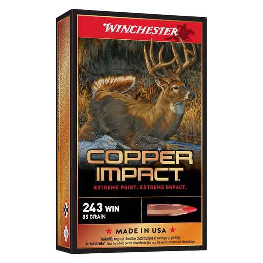 Winchester Copper Impact 243 Winchester 85gr Extreme Point Rifle Ammo Ammo - 20 Rounds 20 Rounds Ammo