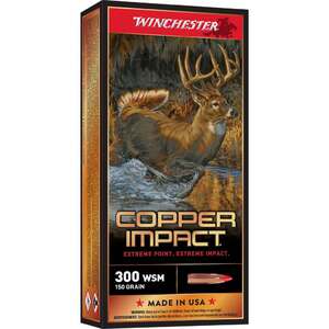 Winchester Copper Impact 300 WSM (Winchester Short Mag) 150gr Copper Rifle Ammo - 20 Rounds