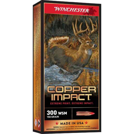 Winchester Copper Impact 300 WSM (Winchester Short Mag) 150gr Extreme Point Rifle Ammo – 20 Rounds