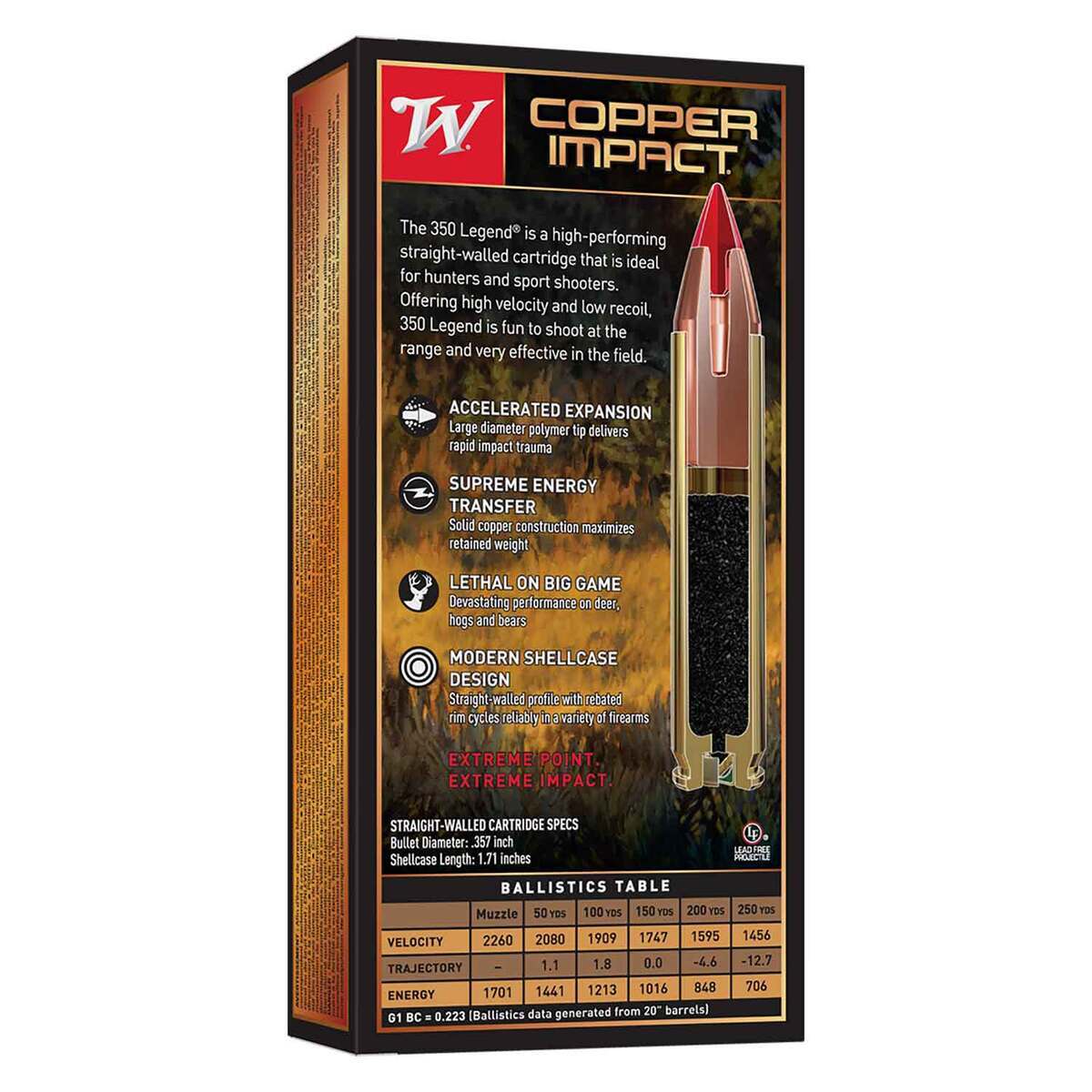 Winchester Copper Impact 350 Legend 150gr Extreme Point Rifle Ammo - 20 Rounds Winchester Copper Impact 350 Legend 150gr Extreme Point Rifle Ammo - 20 Rounds