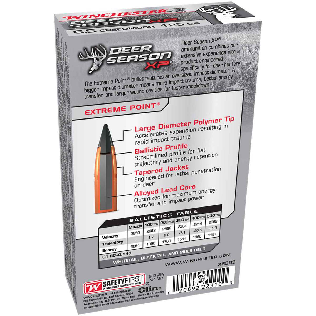Winchester Dear Season 6.5 Creedmoor 125gr XP Rifle Ammo - 20 Rounds Winchester Dear Season 6.5 Creedmoor 125gr XP Rifle Ammo - 20 Rounds