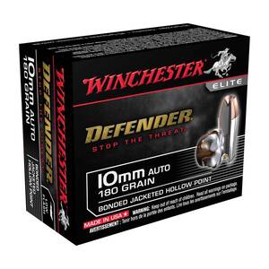 Winchester Defender 10mm Auto 180gr BJHP Handgun Ammo - 20 Rounds