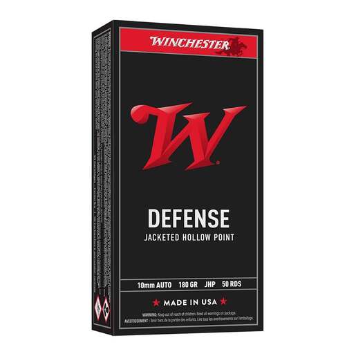 Winchester Defense 10mm Auto 180gr JHP Centerfire Handgun Ammo Ammo - 50 Rounds 50 Rounds Ammo