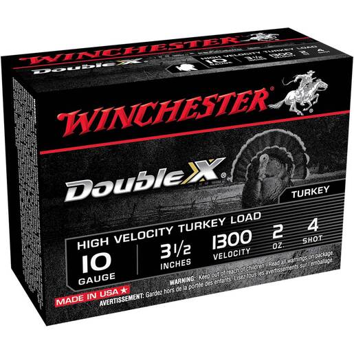 Winchester Double X 10 Gauge 3-1/2in 2oz #4 Turkey Shotshells – 10 Rounds – #4