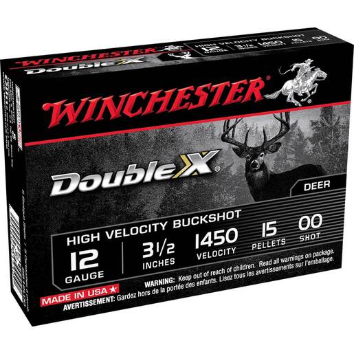 Winchester Double X 12 Gauge 3-1/2in 00 Buckshot Shotshells – 5 Rounds – #00 Buck