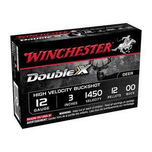 Winchester Double X 12 Gauge 3in 00 Buck 12-Pellet Buckshot Shotshells - 5 Rounds