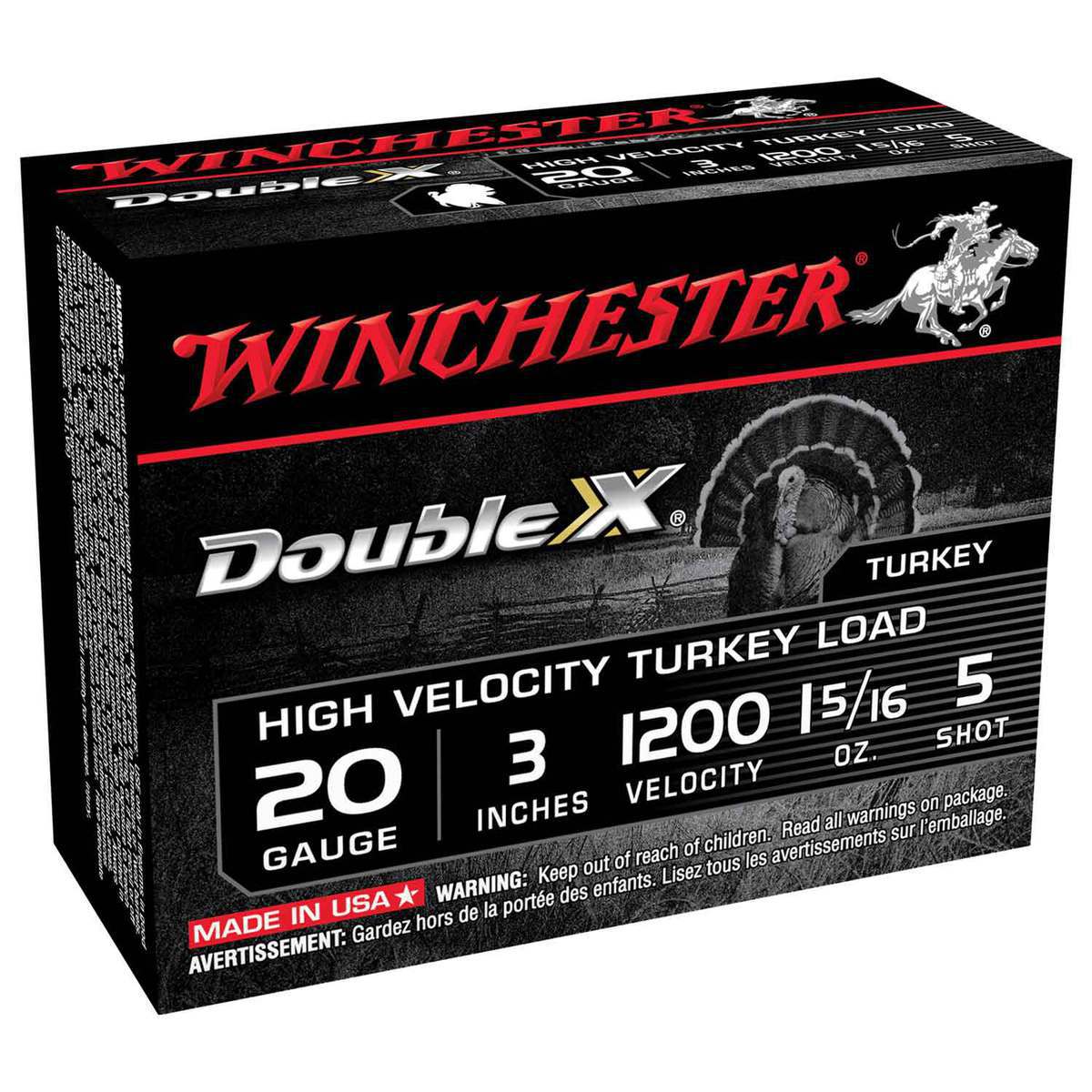 Winchester Double X 20 Gauge 3in #5 1-5/16oz Turkey Shotshells - 10 Rounds Winchester Double X 20 Gauge 3in #5 1-5/16oz Turkey Shotshells - 10 Rounds