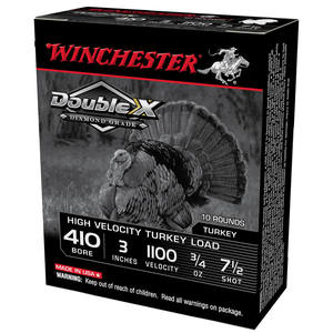 Winchester Double X Grade 410 Gauge 3in #7.5 3/4oz Turkey Shotshells - 10 Rounds