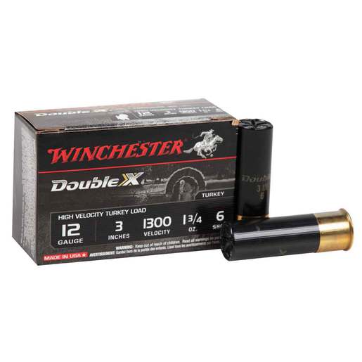 Winchester Double X High Velocity 12 Gauge 3in #6 1-3/4oz Turkey Shotshells – 10 Rounds – #6