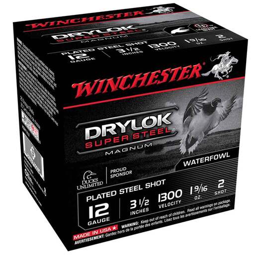 Winchester DryLock Super 12 Gauge 3-1/2in 16oz Waterfowl Shotshells Ammo - 25 Rounds Ammo - #2 25 Rounds - #2 Ammo