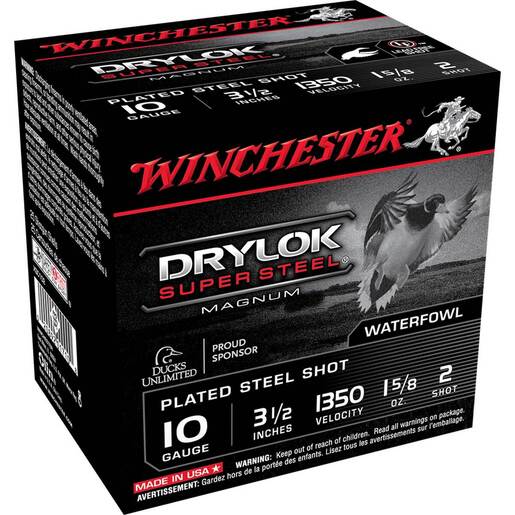 Winchester DryLok 10 Gauge 3-1/2in 1-5/8oz #2 Waterfowl Shotshells Ammo - 25 Rounds Ammo - #2 25 Rounds - #2 Ammo