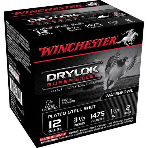 Winchester DryLok 12 Gauge 3-1/2in 1-1/2oz #2 Waterfowl Shotshells Ammo - 25 Rounds Ammo - #2 25 Rounds - #2 Ammo