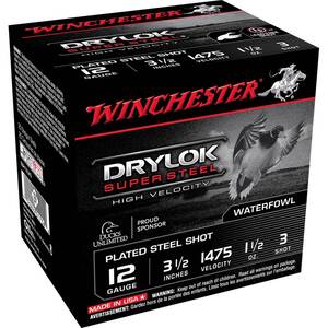 Winchester DryLok 12 Gauge 3-1/2in 1-1/2oz #3 Waterfowl Shotshells - 25 Rounds