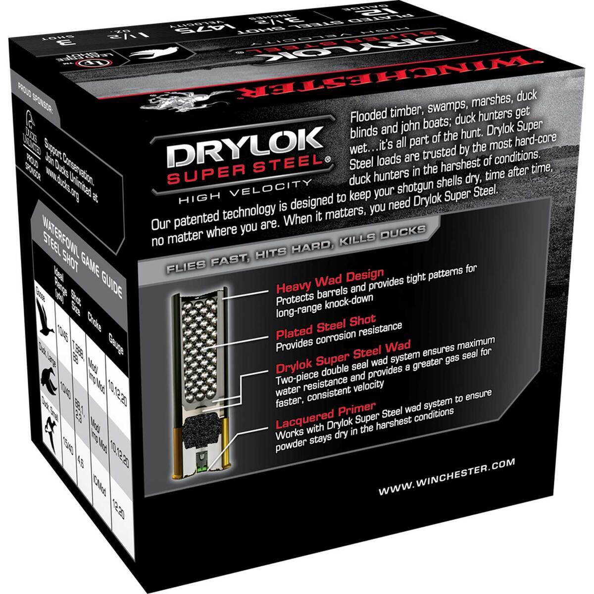 Winchester DryLok 12 Gauge 3-1/2in 1-1/2oz #3 Waterfowl Shotshells - 25 Rounds Winchester DryLok 12 Gauge 3-1/2in 1-1/2oz #3 Waterfowl Shotshells - 25 Rounds