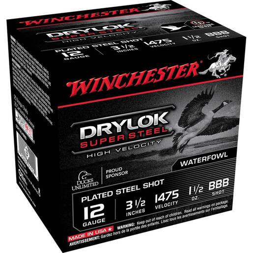 Winchester DryLok 12 Gauge 3-1/2in 1-1/2oz BBB Waterfowl Shotshells – 25 Rounds – BBB