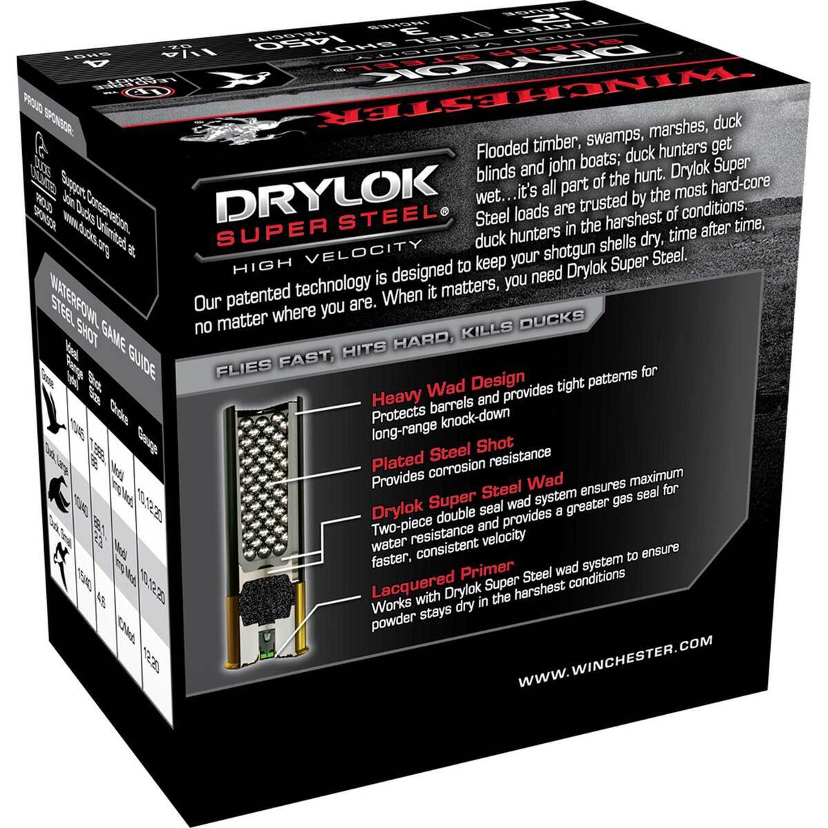 Winchester DryLok 12 Gauge 3in 1-1/4oz #4 Waterfowl Shotshells - 25 Rounds Winchester DryLok 12 Gauge 3in 1-1/4oz #4 Waterfowl Shotshells - 25 Rounds
